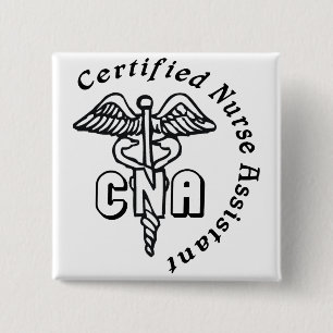BADGE CARRÉ 5 CM LE CADUCÉE PEUT ASSISTANT D'INFIRMIÈRE CERTIFIÉE