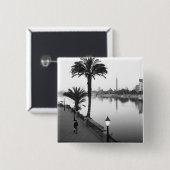 Badge Carré 5 Cm Le Caire Égypte, le long du Nil (Devant & derrière)