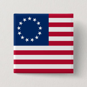 Badge Carré 5 Cm Le Cercle d'étoiles, Drapeau américain par Betsy R