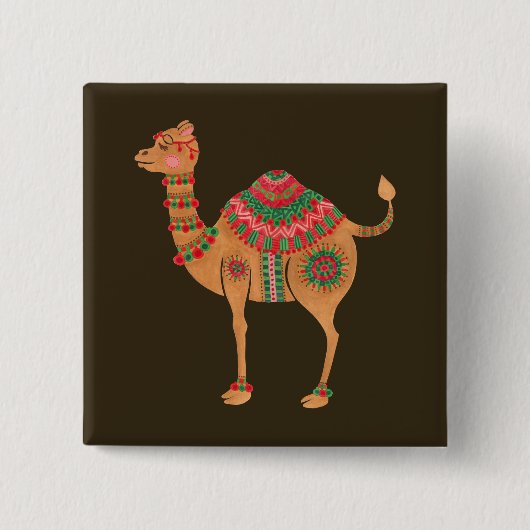 Badge Carré 5 Cm Le chameau ethnique (Devant)