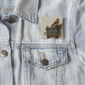 Badge Carré 5 Cm Le chardonneret (En situation)