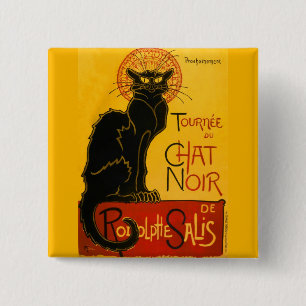 Badge Carré 5 Cm Le Chat Noir The Black Cat Art Nouveau Vintage