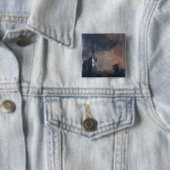 Badge Carré 5 Cm Le château dans le clair de lune (En situation)