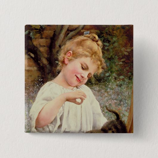 Badge Carré 5 Cm Le chaton espiègle (Devant)