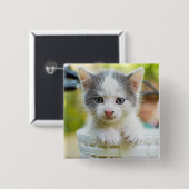 Badge Carré 5 Cm Le chaton monte un vélo (Devant & derrière)