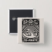 Badge Carré 5 Cm Le chien est mon Co-Pirate (Devant & derrière)