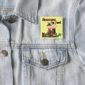 Badge Carré 5 Cm Le chiffre lecture de bâton d'enfants est (En situation)