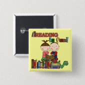 Badge Carré 5 Cm Le chiffre lecture de bâton d'enfants est (Devant & derrière)