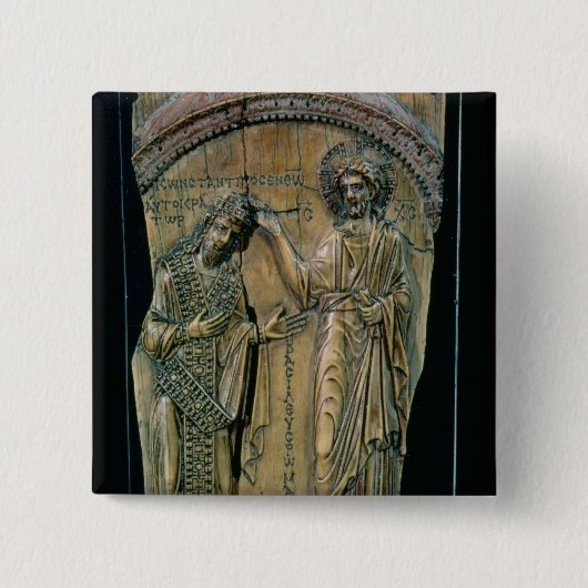 Badge Carré 5 Cm Le Christ couronnant l'empereur Constantine VII (Devant)