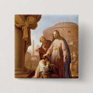 Badge Carré 5 Cm Le Christ et le jeune dirigeant riche, 1640