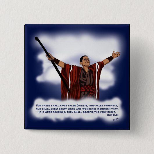 Badge Carré 5 Cm Le Christ faux (Obama) (Devant)