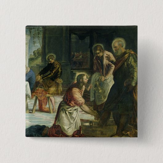 Badge Carré 5 Cm Le Christ lavant les pieds des disciples, c.1547 (Devant)