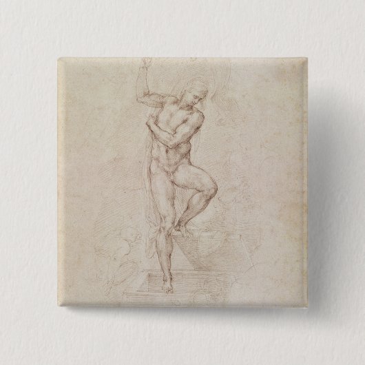 Badge Carré 5 Cm Le Christ levé (Devant)