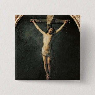 Badge Carré 5 Cm Le Christ sur la croix