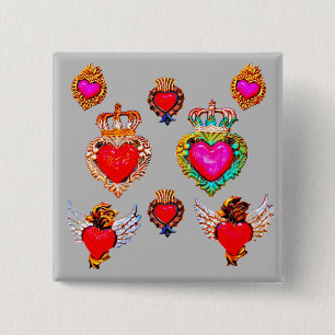 Badge Carré 5 Cm Le coeur de Milagros mexicain