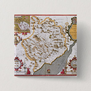 Badge Carré 5 Cm Le Countye de Monmouth, gravé par Jodocus