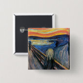 Badge Carré 5 Cm Le cri perçant par Edvard Munch (Devant & derrière)
