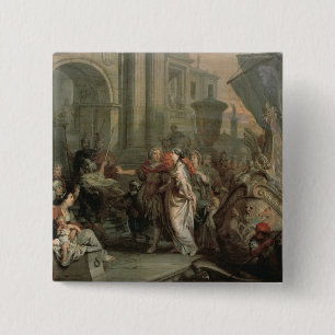 Badge Carré 5 Cm Le débarquement de Cléopâtre au tarse (huile