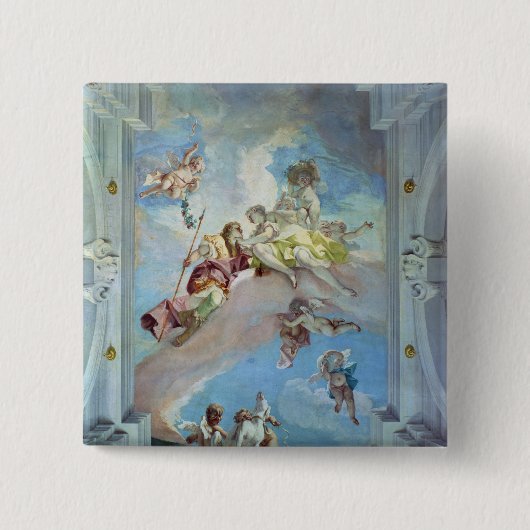 Badge Carré 5 Cm Le départ de Vénus d'Adonis, 1707-08 (fresque) (Devant)