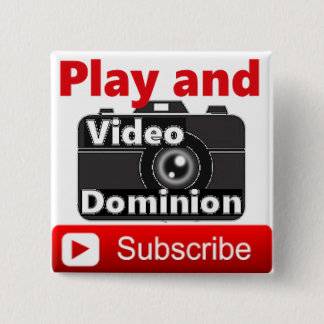 Badge Carré 5 Cm Le dominion visuel YouTube souscrivent et jouent
