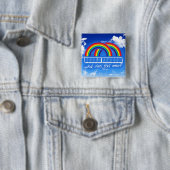 Badge Carré 5 Cm Le double arc-en-ciel, ce qui fait ce moyen ? (En situation)