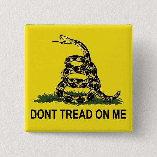 Badge Carré 5 Cm Le drapeau de Gadsden ne marchent pas sur moi (Devant)