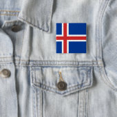Badge Carré 5 Cm Le Drapeau de l'Islande (En situation)