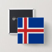 Badge Carré 5 Cm Le Drapeau de l'Islande (Devant & derrière)