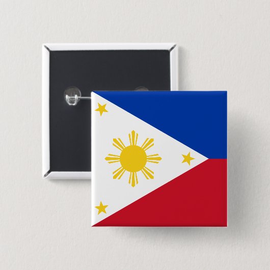 Badge Carré 5 Cm Le drapeau des Philippines (Devant & derrière)
