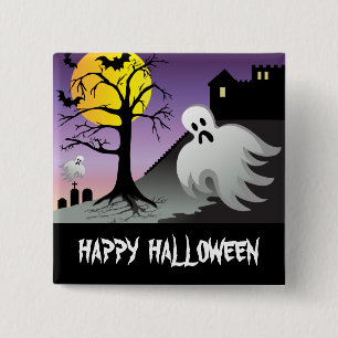 Badge Carré 5 Cm Le fantôme de Halloween manie la batte 10% outre