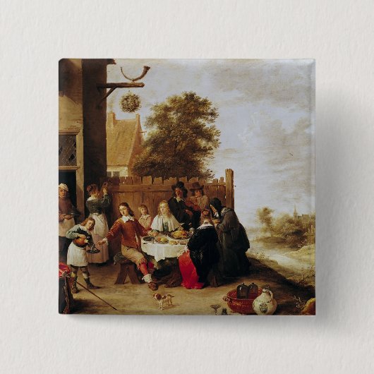 Badge Carré 5 Cm Le festin du fils prodigue, 1644 (Devant)