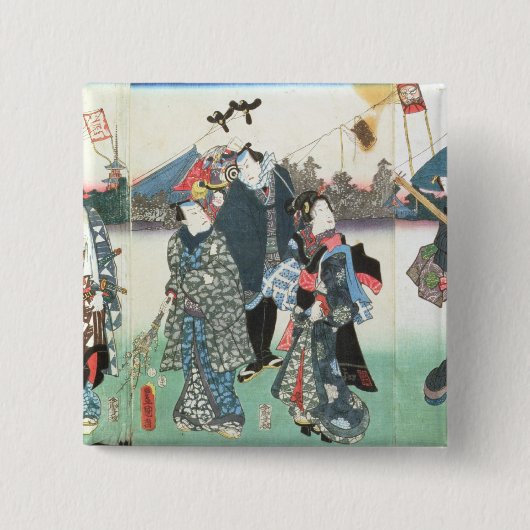 Badge Carré 5 Cm Le festival de nouvelle année, (Devant)