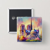 Badge Carré 5 Cm Le feu Notre-Dame (Devant & derrière)