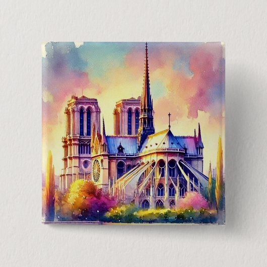 Badge Carré 5 Cm Le feu Notre-Dame (Devant)