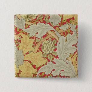 Badge Carré 5 Cm Le feuille d'acanthe et sauvage se sont levés sur