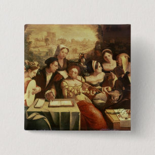 Badge Carré 5 Cm Le fils prodigue se régalant avec des prostituées