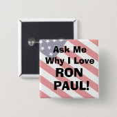 Badge Carré 5 Cm le flag_bkg, demandent MeWhy I LoveRONPAUL ! … - (Devant & derrière)