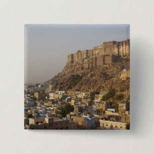 Badge Carré 5 Cm Le fort Mehrangarh de Jodhpur. Rajasthan, INDE.