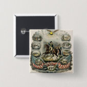 Badge Carré 5 Cm Le Général principal William Henry Harrison, (Devant & derrière)