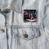 Badge Carré 5 Cm Le Général Washington priant à la forge de vallée, (En situation)