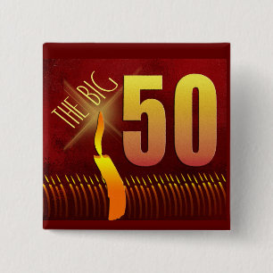 Badge Carré 5 Cm Le grand bouton de 50 anniversaires
