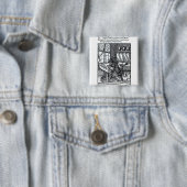 Badge Carré 5 Cm Le graveur, édité par Hartman Schopper (En situation)