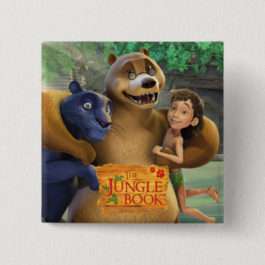 Badge Carré 5 Cm Le groupe de livre de jungle a tiré 1 (Devant)
