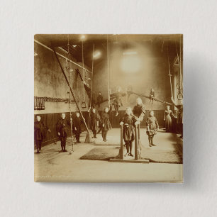 Badge Carré 5 Cm Le gymnase de la fille à l'établissement sourd e