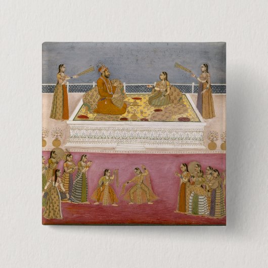 Badge Carré 5 Cm Le jeune empereur de Mughal Muhammad Shah à un (Devant)