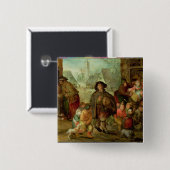 Badge Carré 5 Cm Le joueur aveugle de Hurdy Gurdy (Devant & derrière)