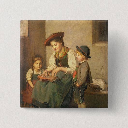 Badge Carré 5 Cm Le joueur de cithare (Devant)