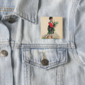 Badge Carré 5 Cm Le joueur de pipeau écossais (En situation)