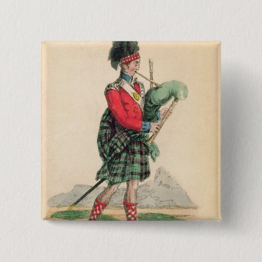 Badge Carré 5 Cm Le joueur de pipeau écossais (Devant)