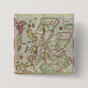 Badge Carré 5 Cm Le Kingdome de l'Ecosse, gravé par Jodocus